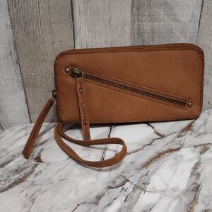 NWOT Free People Distressed Tan Vegan Wrislet Wallet